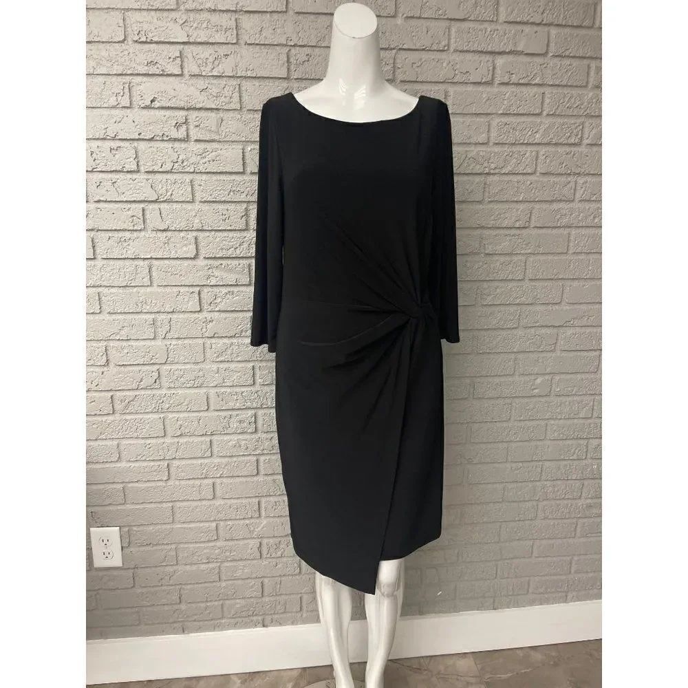 White House Black Market Black Faux Wrap Hi -Low Hem Dress Size S
